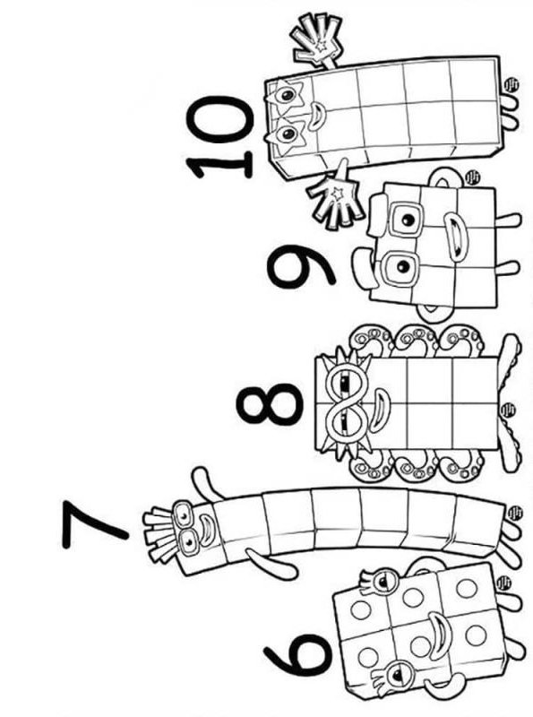 Kids-n-fun.com | Coloring Page Numberblocks 6 7 8 9 10